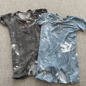 Set of 2 Tie Dye Short Rompers by Larkspur Baby